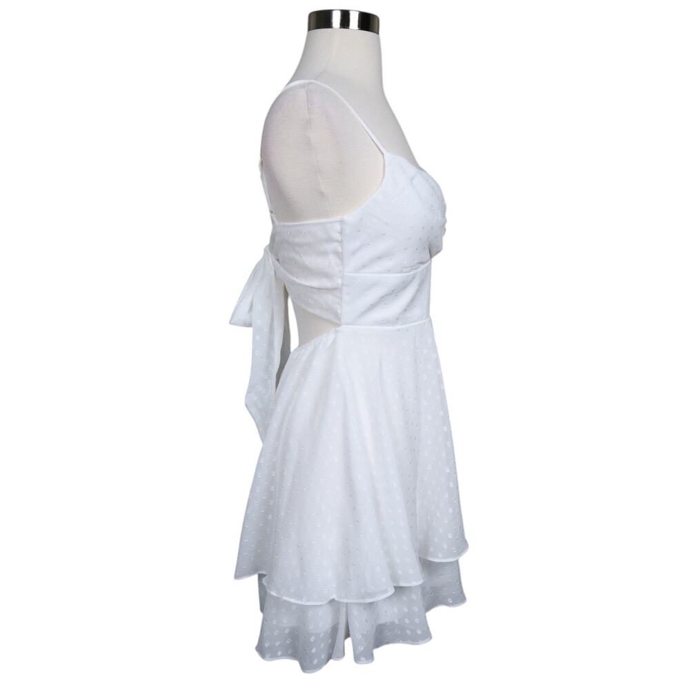 B‎ Darlin Womens Bow Mini Dress Size Small White Bridal Shower Fit Flare Layered - Picture 5 of 12